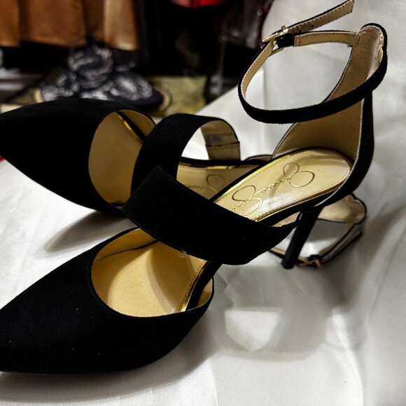 Jessica Simpson Black Suede Pointy Toe Shoes 9.5 - Picture 5 of 7
